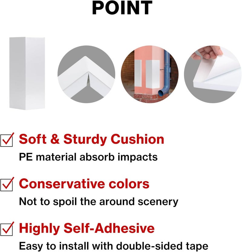 Japard Garage Wall Protector for Car Doors, 4 Pack 15.7" x 9.8" Wall Corner Guard for Parking Garages, Edge Protector Foam, Protect Your Car, Garage Corner Edge and Bumpers Guards, White - Image 3